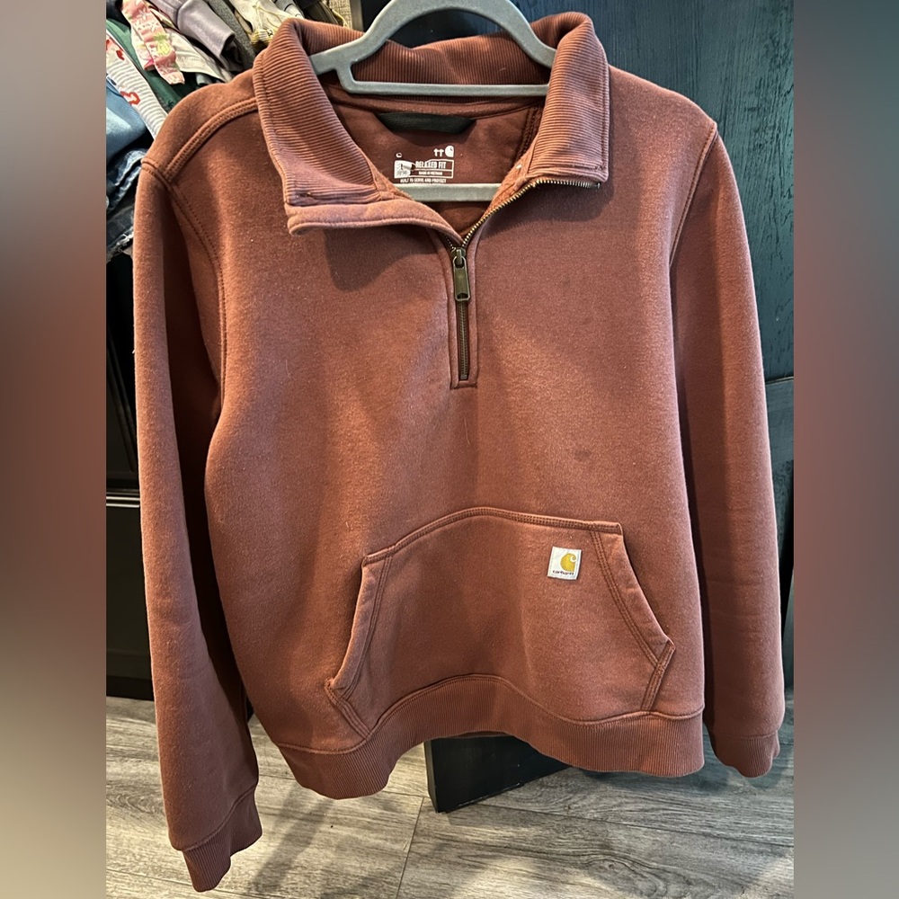 Carhartt Brown Zip Up Sweater with Relaxed Fit